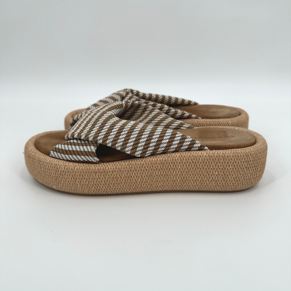 Clergerie Paris Womens Andrewti Platform Slide Sandals Brown White Striped 8.5 - Picture 4 of 9